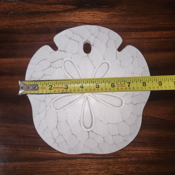Sand Dollar Wall Plaque Wood Handcrafted 8.5" High Beach House T.I. Design - Picture 4 of 9